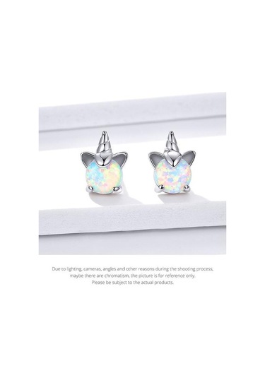 100% 925 Ayar Gümüş Unicorn Opal Saplama Küpe Kadınlar Için Düğün Küçük Küpe Moda Yıldönümü Takı Fıe737 Saplama Küpe Altın - Beyaz