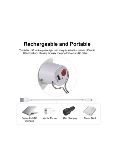 Maiyame 9'lu Usb Şarj Edilebilir Led Feneri, 5 Seviye Parlaklık Ayarlı, Kancalı Acil Işık, 500mah Batarya, Ev Ve Kamp Kullanıma Uygun