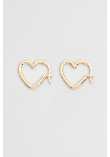 Romantik Kalp 18 Ayar Sarı Altın Kaplama Gümüş Küpe Sarı