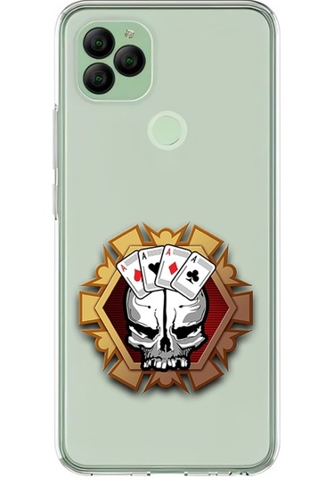 General Mobile Gm22 Uyumlu Kafatası Poker Desenli Silikon Kılıf