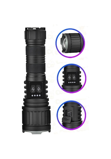 Bedotech Bd-14 10w Tg Led Alüminyum Alaşımlı Zoomlu Type-c Şarjlı El Feneri Çok Renkli