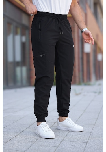 Erkek Siyah Eşofman Altı Kaliteli Paraşüt Kumaş Siyah