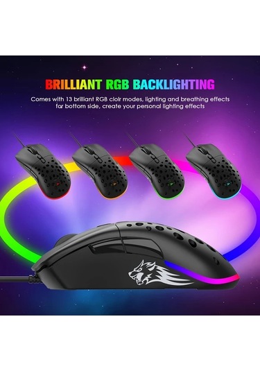 Techbloom Zıyoulang White Kablolu Oyun Faresi Modüler 2 Degisebilir Kapak Ayarlanabilir Agirlik 7 Programlanabilir Tus Rgb Aydinlatma -