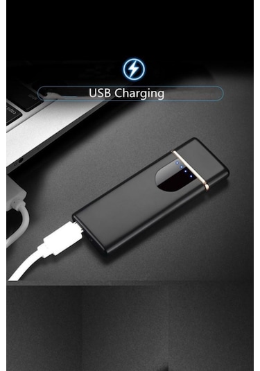 Büro Ev Ofis Kamp Keyfi İçin Dokunmatik Alevsiz Usb Şarjlı Çakmak