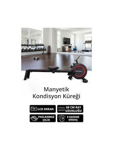 T-231 Manyetik Kondisyon Küreği / Paslanmaz Çelik / 8 Kademeli Direnç Ayarı / 68 Cm Ray Uzunluğu
