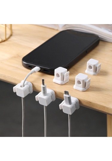 Homyl 6 Adet Manyetik Kablo Klipsi Kordon Organizatör Beyaz