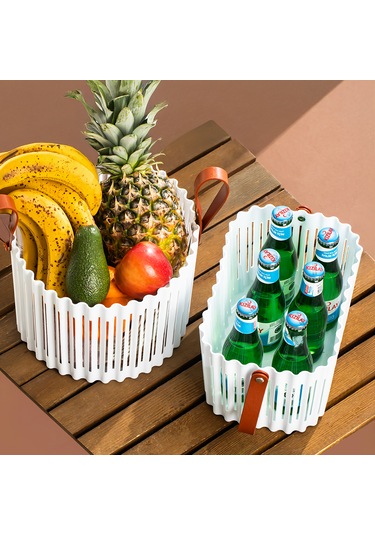 Porsima 4317 Beyaz 2'li Sepet Seti Banyo Mutfak Organizeri. Beyaz