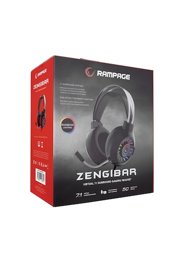 Rampage RM-K44 Zengibar 7.1 Surround Mikrofonlu RGB Kulak Üstü Oyuncu Kulaklığı