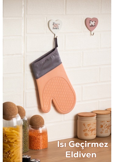 Porsima 3137-1 Silikon Yanmaz Yapışmaz Fırın Eldiveni Pudra Pudra