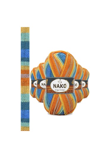 5 Adet Vega Stripe Premium Akrilik El Örgü İpi Yünü No: 82421