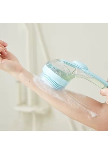 Silikon Hazneli Uzun Saplı Kafa Masajı Saç Yıkama Fırças