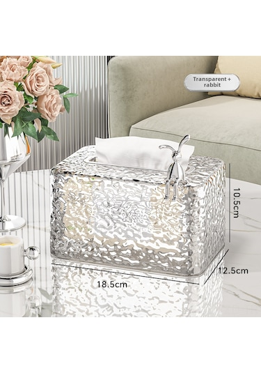 Yuntech01 Ev Ofis Masaüstü Bulaşık Havuzu Desenli Şeffaf Plastik Mendil Kutusu - Tavşan Desenli, Dayanıklı, Kolay Erişimli Saklama Kutusu