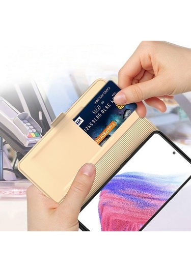 Luckysouk Samsung Galaxy Uyumlu S22 5g Pu Deri Kart Tutucu Folio Flip Case Standı Manyetik Tam Koruma Telefon Kapağı - Altın Altın Yok Havalandırma H13ra8