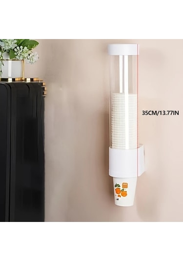 Dashanshop Duvar Tipi Toz Geçirmez Matara Dispanseri Uzun Beyaz Şeffaf Turuncu Aksanlı 2 Model Beyaz