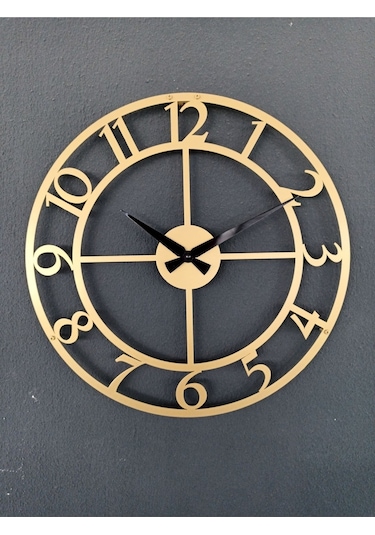 Rakamlı Metal Gold - Altın Duvar Saati 1,5 Mm Kalınlık 41x41 Cm Altın