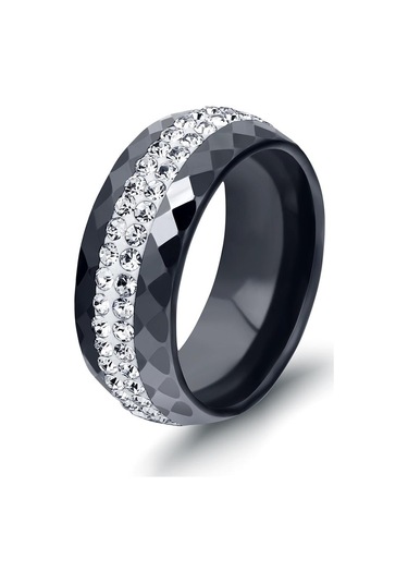 Siyah Moda Siyah/beyaz Şık Seramik Alyans 9 Siyah