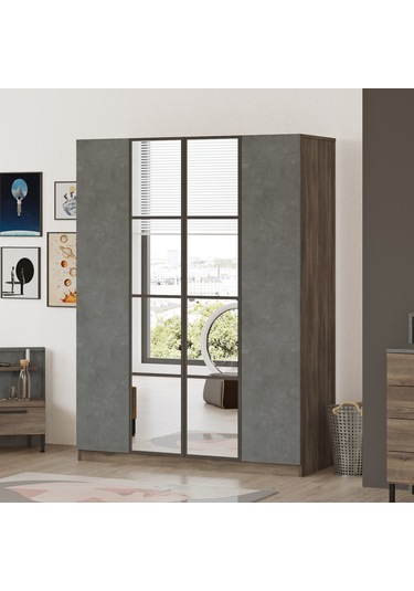 Robinhome Robin Home Montana 4 Kapaklı Çekmeceli Aynalı Gardırop Mo2-Cg