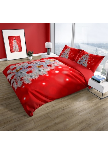 Cattleya Ny Pine 3D Pamuk Saten Çift Kişilik Nevresim Takımı Çok Renkli