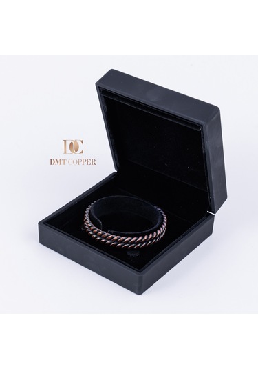 Dmt Copper El Yapımı Şık Tasarım Kalın Dövülmüş Saf Bakır Bilezik Bakır Takı Bilekliği Işıklı Kutulu Bakır