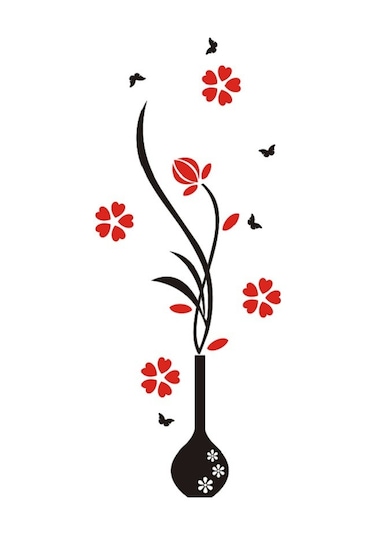 Monyee Kırmızı Çiçek Desenli Akrilik 3d立体 Duvar Sticker, Giriş/tv Arka Planı Dekorasyonu, 60x150cm Büyük Boy, Ev Dekoru Diğer