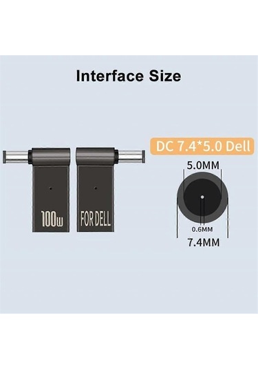 Usb C - 7.4mm Dizüstü Bilgisayar Şarj Adaptörü Dişi Tip C - Erkek Dc 7.4 X 5.0mm Namlu Jak Fişi Dönüştürücü