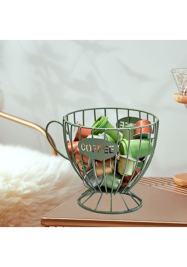 Suntek Kahve Kapsül Düzenleyici Depolama Sepeti Ekran Ev Dekoru Yeşil