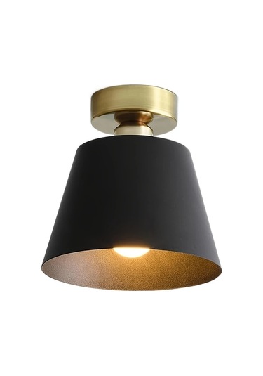 Dashanshop Siyah Metal Antika Pirinç Kaplama Endüstriyel Çiftlik Evi Tarzı Tavan Lambası Siyah