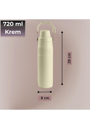 720 Ml Paslanmaz Çelik Çift Katmanlı Termos Krem Krem