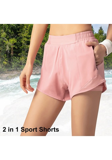 Reedark Kadın Spor Şortu: Hızlı Kuruma, Yüksek Bel, Fermuarlı Cep, Rahat Ve Esnek Tasarım Mavi