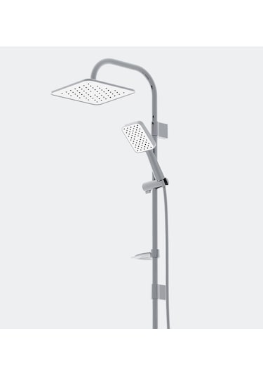 Robot Duş Seti Krom Beyaz Tepe Duş Sistemi Yağmurlama Sistemi Paslanmaz Beyaz - Krom