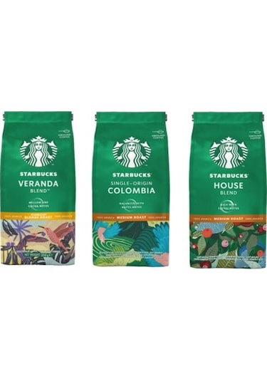 Starbucks Veranda Blend + Colombia + House Blend Filtre Kahve 3 x 200 G