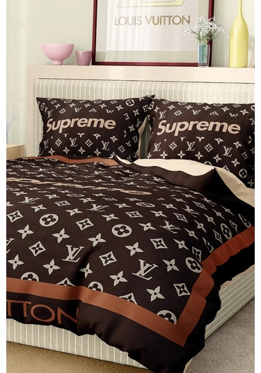 Marka Nevresim Takımı Çift Kişilik Pamuklu Saten Kumaş 6 Parça 3d Dijital Baskı Duvet Cover Set Model No:73 Renkli