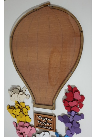 Hdrlazerdizayn Ahşap Balon Model Anı Defteri Pano