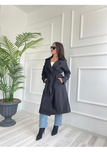 Keymoda Kadın Trençkot Siyah Siyah