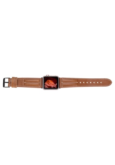 Apple Uyumlu Watch Uyumlu Deri Kordon 42-44-45mm Nm3-as2 Taba