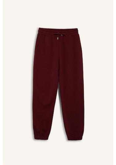 Defacto Basic Düz Cepli Beli Bağcıklı Kalın Jogger Eşofman Altı F9622ax25aubr115 Bordo