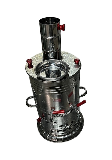 Odunlu Çift Musluklu Çelik Semaver 5 Lt -127
