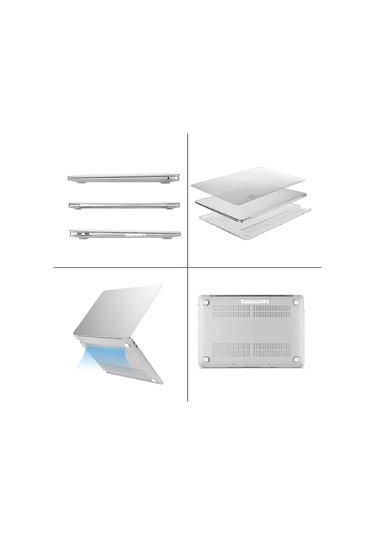 Macbook Air 2024 13.6 Inç M3 Çip A3113 Tam Uyumlu Alt Üst Kılıf Klavye Kılıfı Ekran Koruyucu Film Şeffaf