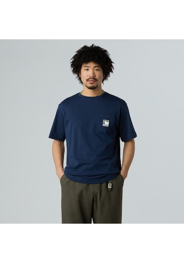 The North Face Mountain Logo Relaxed S/s Pocket Tee Erkek T-shirt-32344 Lacivert