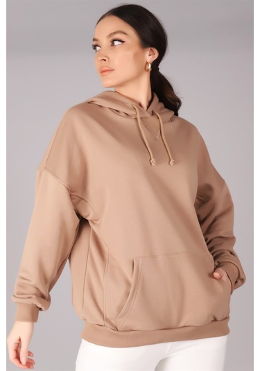 Sweetness Kadın Bej Kapüşonlu Sweatshirt Bej