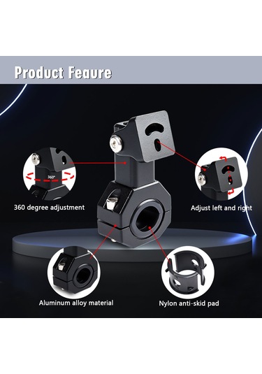 Youtek Motorsiklet Işık Ayaklığı, 360 Derece Ayarlanabilir, Kaymazsız Nilon Halka, Alüminyum Alaşımlı, Tam Aksesuarlar, 2 Adet