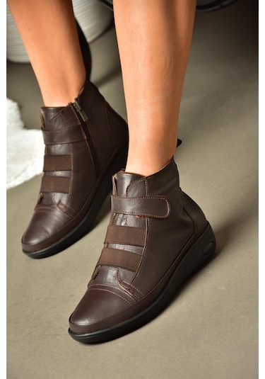 Fox Shoes R555001103 Kahverengi Hakiki Deri Comfort Ortopedik Taban Kadın Bot Kahverengi-hakiki Deri Kahverengi