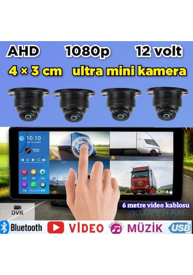 Dokunmatik Dvr Ekran 4 Ad 1080p Ahd 150'' Ultra Mini Kamera 12v