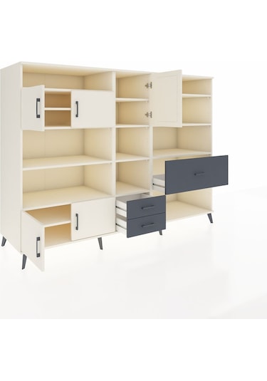 Kronos Dolap 13 Raflı 3 Çekmeceli 5 Kapaklı 220x59x163 Aytaşı-ayt Aytaşı-aytaşı/antrasit