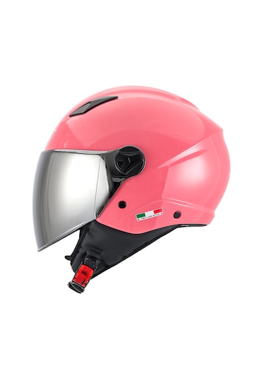 Sway 765 Gloss Pink Yarım Kask - Renkli Vizörlü