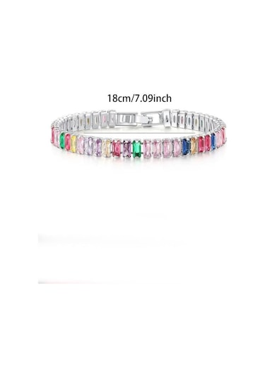 Kadın 316 L Çelik Vip Seri Antialerjik Baget Zirkon Taşlı Su Yolu Bileklik Ölçüleri 17cm + 3 Cm Uzatma 7 Mm Taş Boyutu-5209 Gri