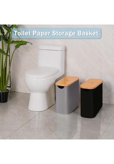 Ximistore9 Gri Banyo Kağıdı Depolama Sepeti, 9 Rollu Kapasite, Bambus Kollü Ve Kapaklı, Oxford Kumaşı Dikey Organizer Gri