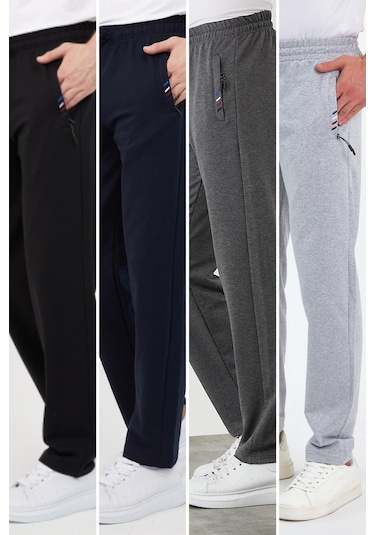 Comeor Erkek 4'lü Eşofman Altı Fermuar Cep Nakış Detaylı Düz Paça Rahar Kesim 001 Comeor Erkek 4'lü Eşofman Altı Fermuar Cep Nakış Detaylı Düz Paça Rahar Kesim 001