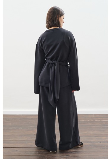 Yumuşak Dokulu Modal Bağlamalı Sweatshırt Antrasit Antrasit