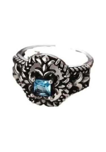 925 Ayar Gümüş Zirkon Mavi Taşlı Yüzük